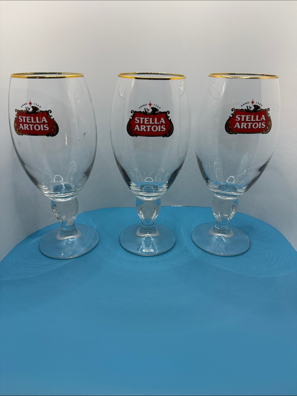 Stella Artois Gold Rim Beer Glasses - Set of 3